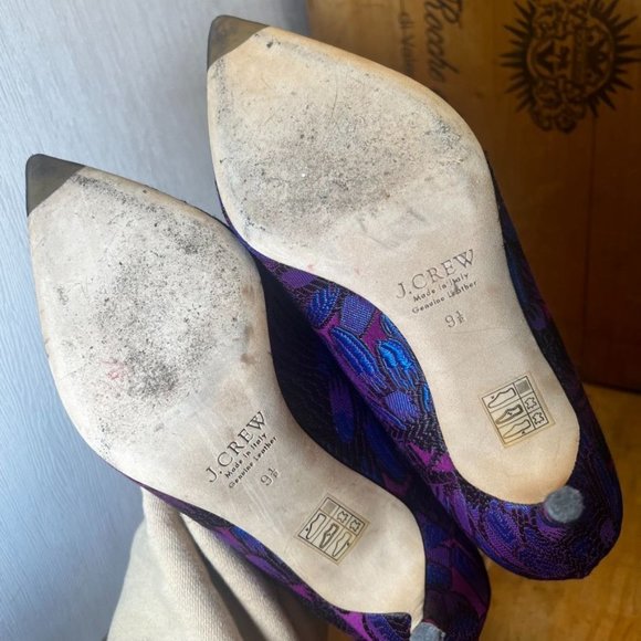 J. Crew Elsie Jacquard Pointed Pump Heels Rasp/Purp/Black Size 9.5 - Picture 12 of 16